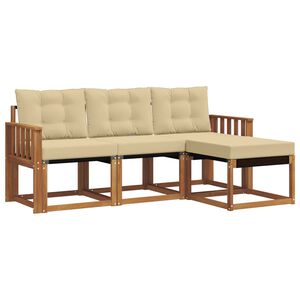 vidaXL Set de canapele de exterior cu pernă 4 pcs Natural și Bej