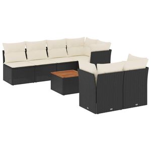 vidaXL Set mobilier de grădină cu perne, 8 piese, negru, poliratan