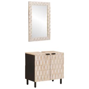 vidaXL Seturi de baie cu ușă Finisaj Alb Spălat Lemn de mango solid