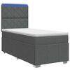 vidaXL Pat cu arcuri LED și saltea Gri &icirc;nchis 90 x 190 cm Țesătură