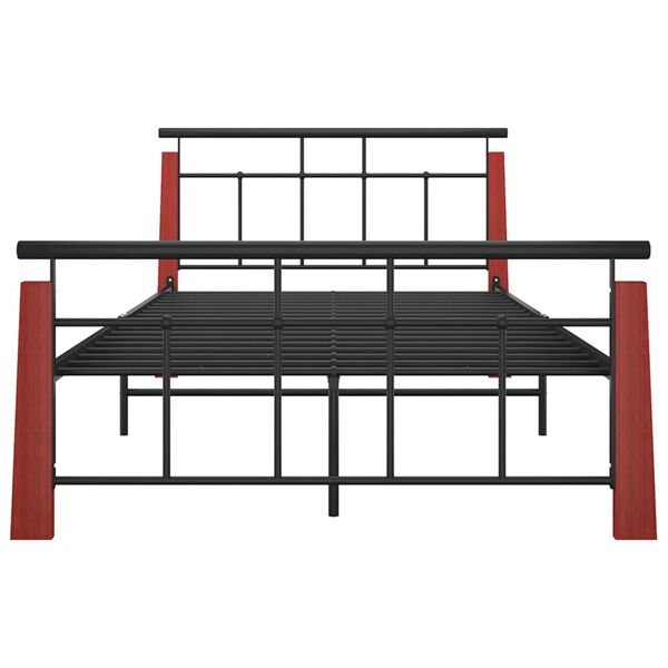 vidaXL Cadru de pat, 120x200 cm, metal și lemn masiv de stejar