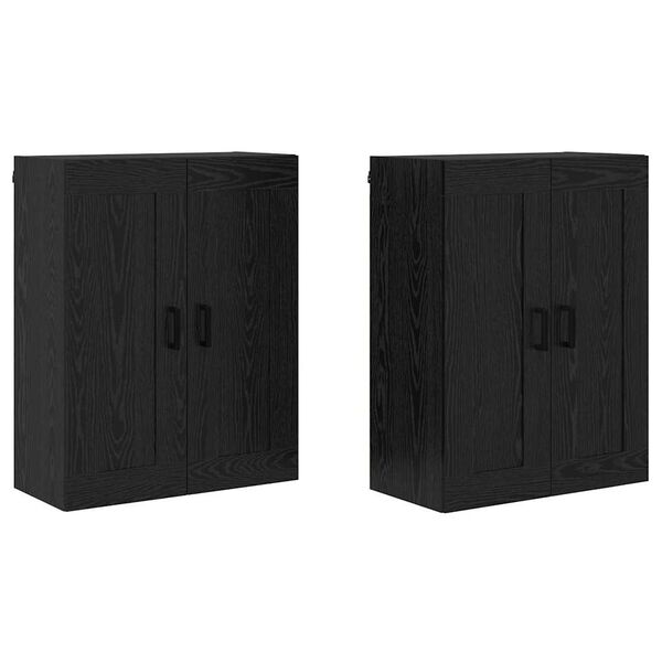 vidaXL Cabinet suspendat 2 pcs Stejar Negru 69,5 x 34 x 90 cm