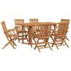 vidaXL Set de masă pentru grădină 7 pcs Maro Lemn solid de tec