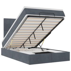 vidaXL Cadru de pat otoman cu saltele Gri &icirc;nchis 120x200cm catifea