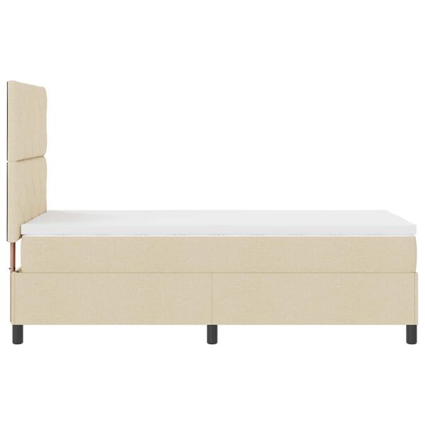 vidaXL Pat cu arcuri cu saltea cu headboard Crem 100 x 200 cm țesătură