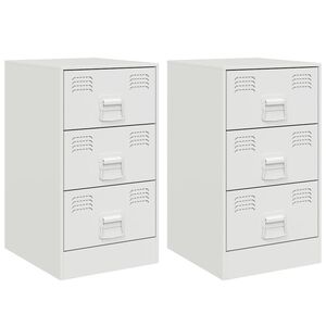vidaXL Noptiere, 2 buc., alb, 34,5x39x62 cm, oțel