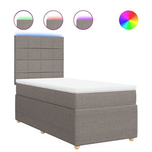 vidaXL Pat box spring cu saltea, gri taupe, 100x200 cm, textil