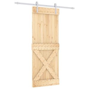 vidaXL Ușă glisantă Natural și Alb 80 x 210 cm Lemn de Pin Solid