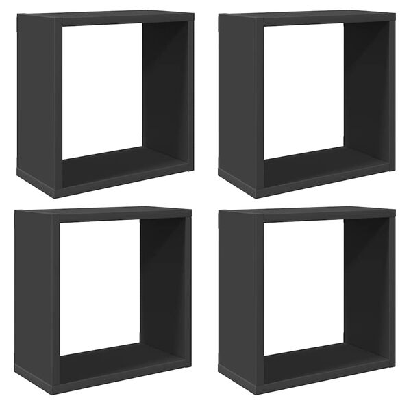 vidaXL Rafturi de perete cub, gri, 4 piese, 30x15x30 cm