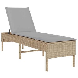 vidaXL Șezlong cu pernă bej 55x200x44 cm, poliratan