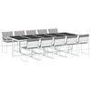 vidaXL Set mobilier de grădină, 11 piese, cu perne, alb, textilenă