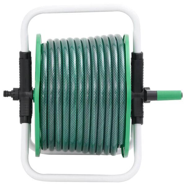 vidaXL Tambur pentru furtun autonom, verde, cu furtun PVC de 20 m