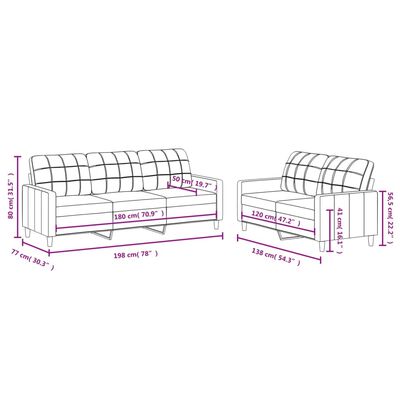 vidaXL Set de canapele cu perne, 2 piese, gri închis, textil