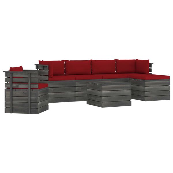 vidaXL Set mobilier grădină paleți cu perne 7 piese lemn masiv pin