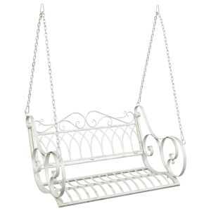 vidaXL Bancă swinging Oțel 109 x 75 x 59 cm Alb Antic