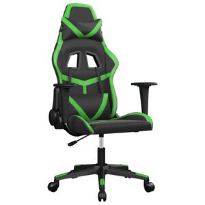 vidaXL Scaun de gaming de masaj, negru și verde, piele ecologică