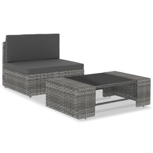 vidaXL Set mobilier de grădină, 2 piese, gri, poliratan