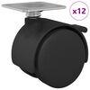 vidaXL Roată 12 buc. Negru 39,5 x 39,5 x 37,8 mm Fier și polipropilenă