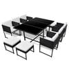 vidaXL Set mobilier de exterior cu perne, 11 piese, negru, poliratan