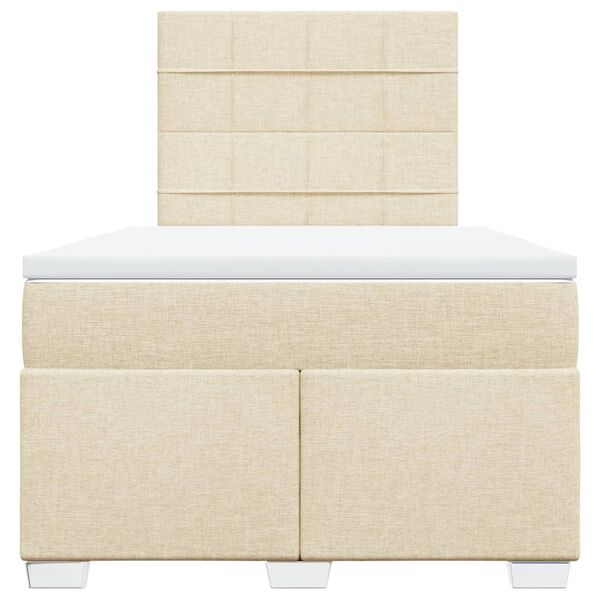 vidaXL Pat continental cu saltea, crem, 120x190 cm, textil