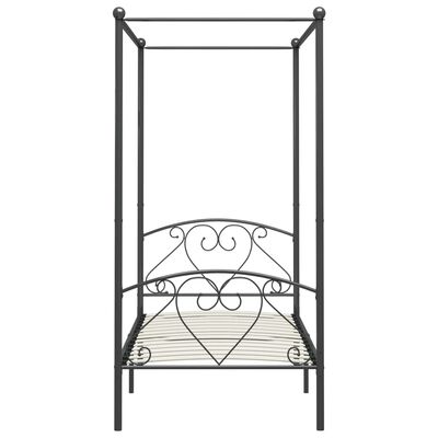 vidaXL Cadru de pat cu baldachin, gri, 120 x 200 cm, metal