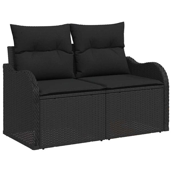 vidaXL Set de canapele pentru grădină 8 pcs Negru poliratan
