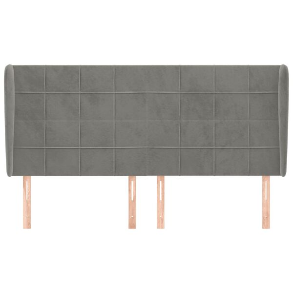 vidaXL Tăblie de pat cu aripioare gri deschis 183x23x118/128cm catifea
