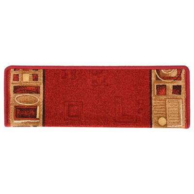vidaXL Covorașe scări autoadezive, 15 buc., roșu, 65x21x4 cm