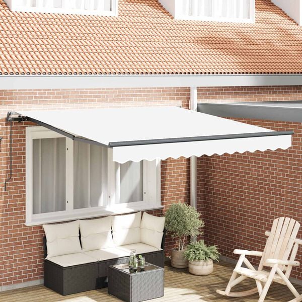 vidaXL Cortina Retractabilă Manual Alb 300 x 250 cm Poliester și oțel