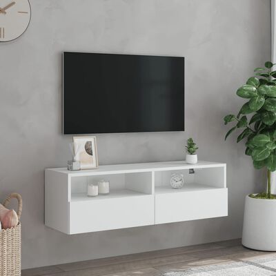 vidaXL Comodă TV de perete, alb, 100x30x30 cm, lemn prelucrat