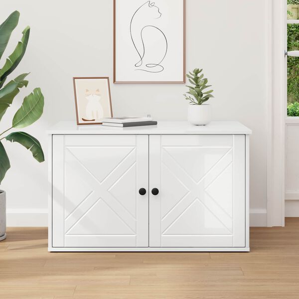 vidaXL Casa pentru pisici Alb Lucios 85 x 55 x 50 cm Lemn compozit