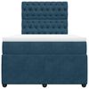 vidaXL Pat box spring cu saltea, albastru &icirc;nchis, 120x200 cm, catifea