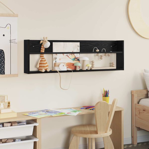 vidaXL Raft pentru reviste Stejar Negru 100 x 12 x 30 cm Lemn compozit