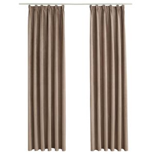 vidaXL Draperii opace cu c&acirc;rlige, 2 buc., gri taupe, 140 x 175 cm