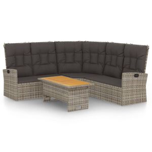vidaXL Set mobilier de grădină cu perne, 2 piese, gri, poliratan