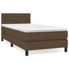 vidaXL Pat box spring cu saltea, maro &icirc;nchis, 100x200 cm, textil