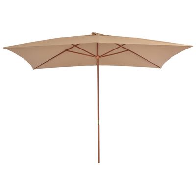 vidaXL Umbrelă de soare, exterior, stâlp lemn, 200x300 cm, gri taupe