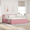 vidaXL Pat cu storage cu saltea cu headboard Roz 160 x 200 cm Catifea