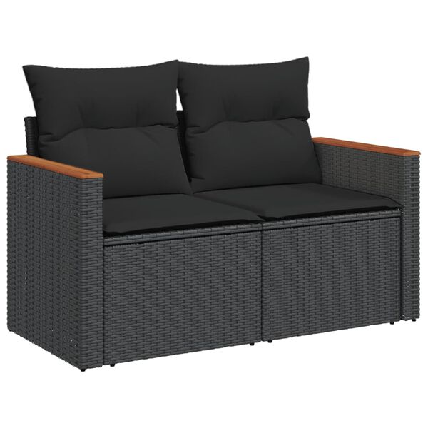 vidaXL Set mobilier de grădină cu perne, 5 piese, negru, poliratan