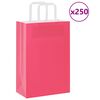 vidaXL Pungi de h&acirc;rtie 250 buc cu m&acirc;nere roz 21x11x31 cm