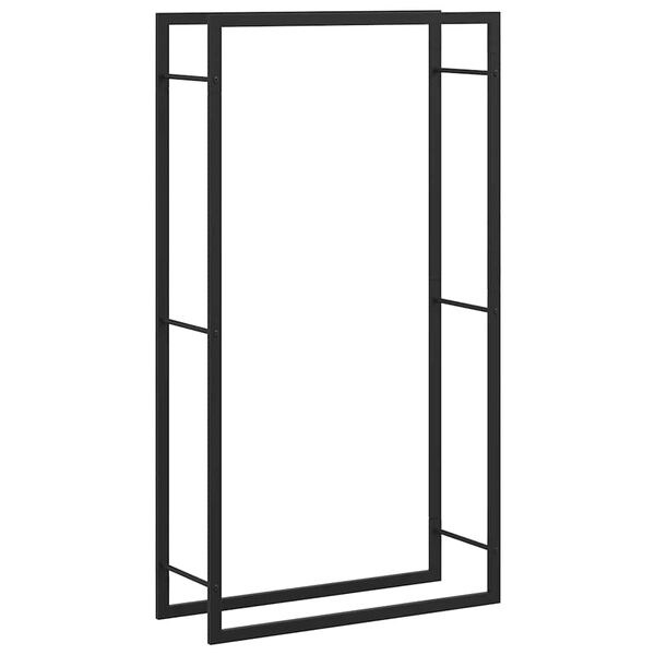 vidaXL Suport pentru lemne de foc, negru mat, 80x28x154 cm, oțel