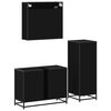 vidaXL Set mobilier de baie, 3 piese, negru, lemn compozit