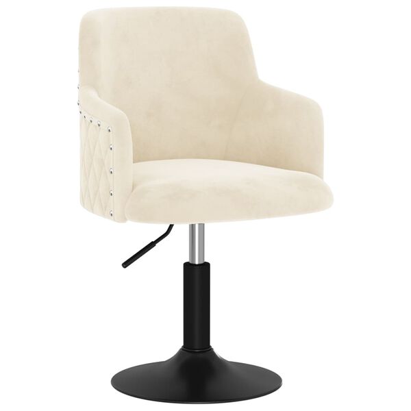 vidaXL Scaune de bucătărie pivotante, 2 buc., crem, catifea