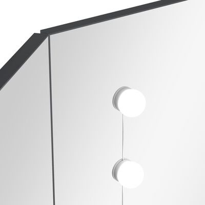 vidaXL Masă de toaletă de colț, cu LED, gri, 111x54x141,5 cm