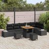 vidaXL Set de canapele pentru grădină cu pernă 9 pcs Negru Rattan poli