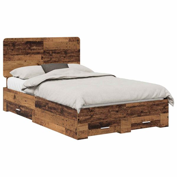 vidaXL Cadru de pat cu headboard Lemn vechi 120 x 190 cm Lemn compozit