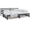 vidaXL Pat de zi extensibil, gri, 2x(80x200) cm, lemn masiv de pin