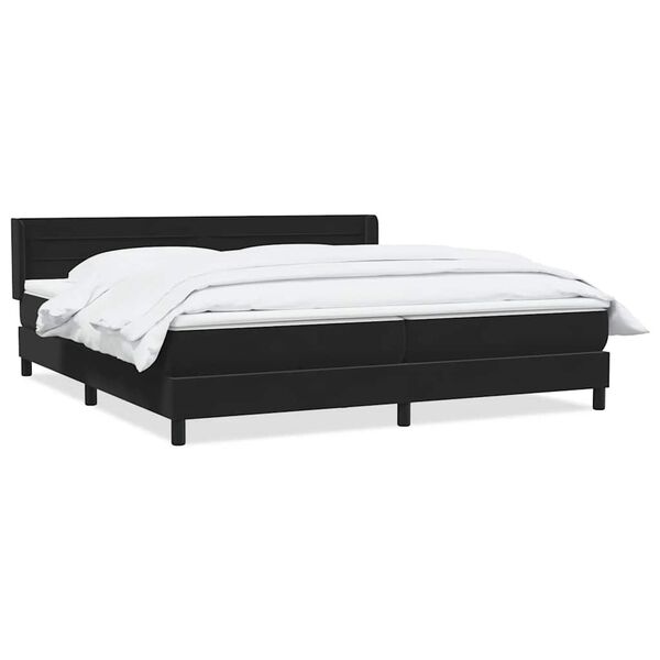 vidaXL Pat box spring cu saltea, negru, 200x210 cm, catifea