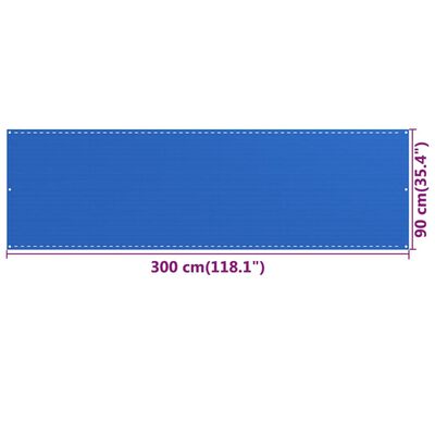 vidaXL Paravan de balcon, albastru, 90x300 cm, HDPE