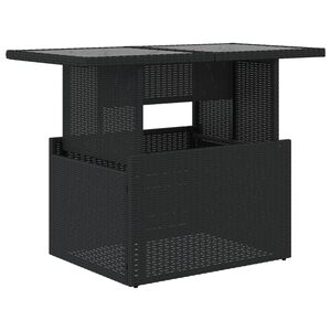 vidaXL Masă grădină cu blat din sticlă, negru, 100x55x73 cm, poliratan